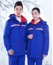 蓝色反光条棉衣工作服订做