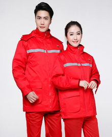 冬季红色反光条棉衣工作服
