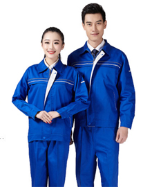 蓝色纯棉工作服订做套装