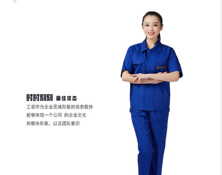 蓝色纯棉工作服款式2