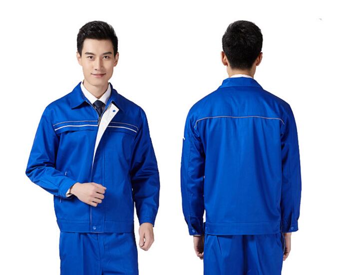 蓝色工服正面图片
